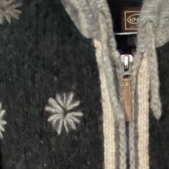 Kyber Grey Wool Fleece Lined Hooded Drawstring Knit Outdoor Cabin Coat. Sz-M - Picture 14 of 15